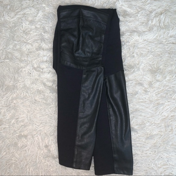 H&M Black leggings with leather detailing - Picture 1 of 4